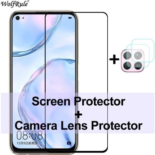 2Pcs Screen Protector For Huawei P40 Lite Glass P40 Lite E Tempered Glass Camera Len Protective Film For Huawei Nova 6 SE Y7P