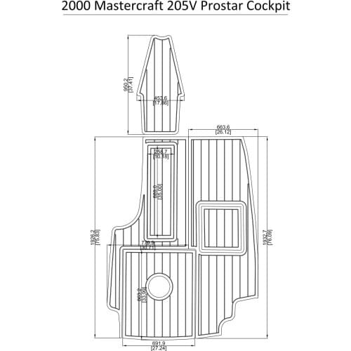 2000 Mastercraft 205V Prostar Cockpit Pad Boat EVA Teak Decking 1/4" 6mm