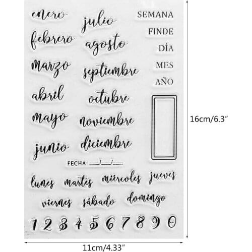 203F Spanish Dates Silicone Clear Seal Stamp DIY Scrapbooking Embossing Photo Album