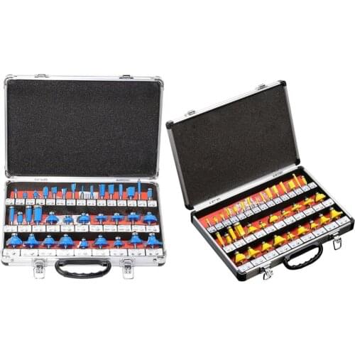 35pcs/set 1/4in Electric Wood Router Bit Mill Engraving Trim Woodworking Milling Cutter Trimmer Adapter Chamfering Tool Carving