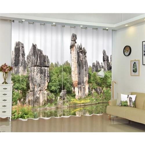 3D Window Curtain Pine tree rockery Luxury Blackout Living Room office Bedroom Drapes Rideaux Cortina Customized size pillowcase
