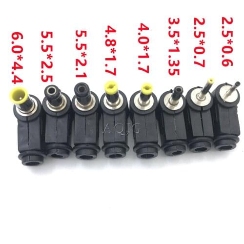 5pcs/lot5.5*2.5 5.5*2.1 4.8*1.7 4.0*1.7 3.5*1.35 2.5*0.7 mm Male DC Power Plug Connector Angle 90 degree L Shaped plastic Plugs