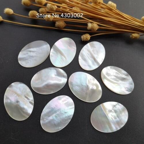 50pcs/lot 18x25mm Natural Oval Disk Mother of Pearl shell for DIY Jewelry Double Flat Oval Disk MOP mother of Pearl shell