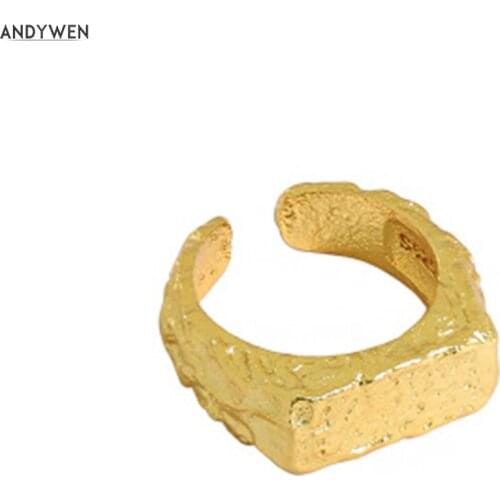 ANDYWEN 100% 925 Sterling Silver Gold Square Women Luxury Jewelru Fashion Fine Resizable Luxury Jewelry For Female Luxury