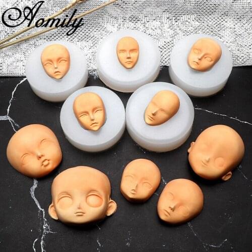 Aomily 10 Styles/Set Exquisite Face Shaped Silicone Molds Standard Proportion Handmade Fondant Cake Sugar Craft Chocolate Molds
