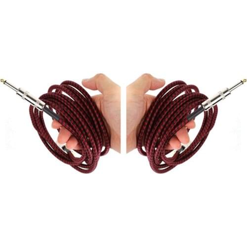 2Pcs Guitar Audio Male To Male Cable Wire Cord Knitting 6.35Mm Straight Plug For Electric Guitar, 1 Meters & 3 Meters