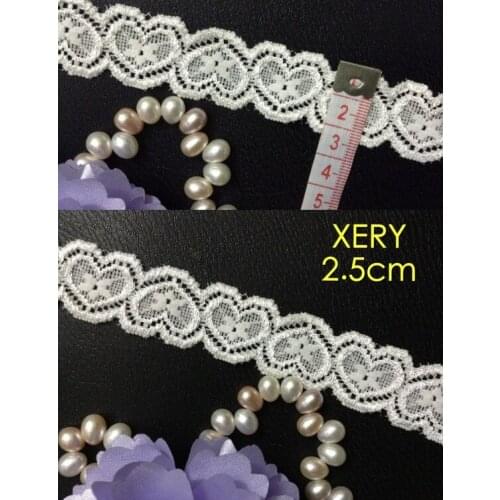 FREE SHIPPING 2.5cm white elastic heart jacquard lace, rewarding customer price,XERY0718K