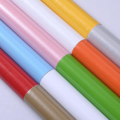 Shiny Color Contact Paper Kitchen Cabinets DIY Decorable Film Vinyl Self-adhesive Oil-proof Wallpaper Peel & Stick in Rolls