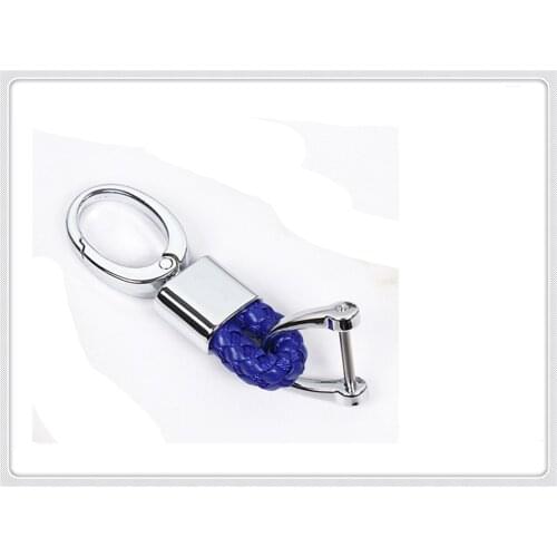 Hand-woven leather rope horseshoe waist hanging keychain auto parts for Hyundai CCS NEOS-3 Accent SR HND-4 Blue-Will i-blue