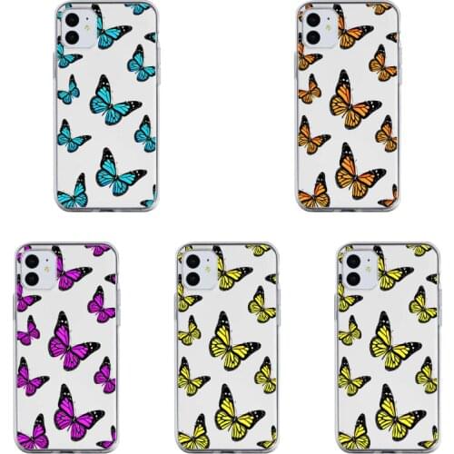 Butterfly Phone Case Beautiful Natural Fashion Cover Transparent for Iphone 12 Mini 11pro Max Se2020 6 6s 7 8plus X XS XR Xsmax