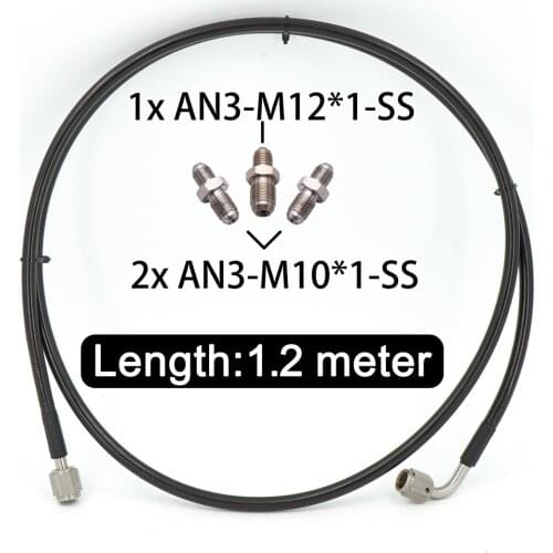 Master To Slave Cylinder Complete Stainless Clutch line For 06-15 Honda Civic Si With 2 AN3 to M10*1 and 1AN3 to M12*1 Fittings