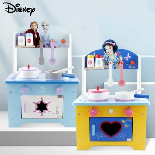Disney Simulation Kitchen Play House Toy Frozen Snow White Girl Cooking Wooden Kitchenware Children Set Christmas Birthday Gifts