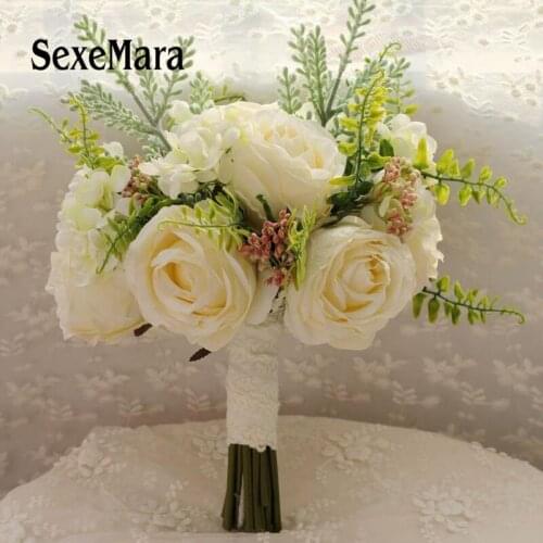 Artificial Pearls Flower Rose Bouquet Beautiful Purple Wedding Bouquet All Handmade Bridal Flower Wedding Bouquets