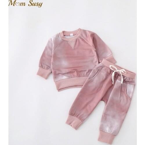 Newborn Baby Girl Boy Tie Dye Clothes Set Hoodie+Pant 2pcs Infant Toddler Child Sport Suit Loungewear Cotton Baby Clothes 0-2Y