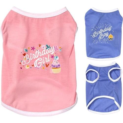 Pet Costume Dog Cat Clothes Spring Summer Thin Cotton Birthday Day Vest Breathable Sleeveless T-shirt
