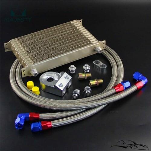Champagne AN10 Trust Oil Cooler 13 Row +3/4*16 & M20*1.5 Filter Adapter Hose Kit