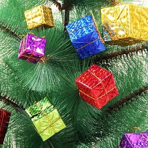 Christmas Tree Mini Decorations 12pcs Foam Box hanging Decor Xmas Tree children Gift Box Party Supplies 2021 XMAS Decoration