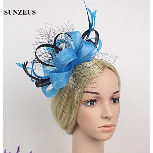 Fashionable Color Mixture Bridal Hats with Feathers Black Tulle Womens Dancing Hair Decoration cappelli sposa SH27
