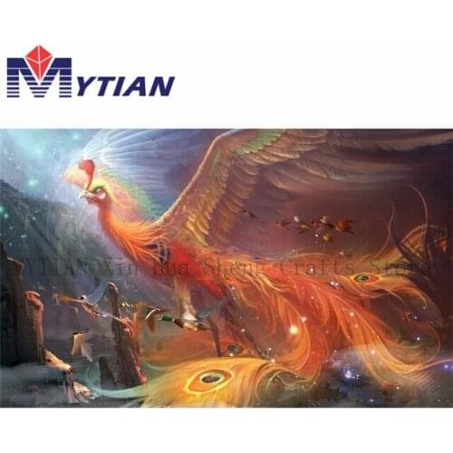 MYTIAN 5D DIY Diamond Painting Flaming Phenix Mosaic Rhinestones Wall Stickers 3D Full Drill Diamond Embroidery Home Decoration