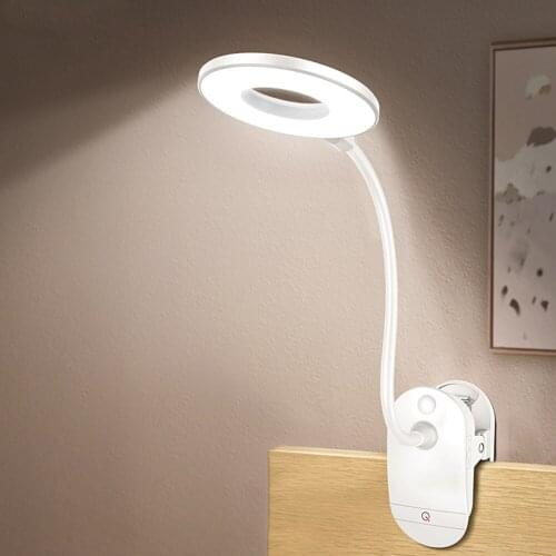Table Lamps 18650 LED Touch On/off Switch 3 Modes Clip Desk Lamp Eye Protection Reading Dimmer Rechargeable USB