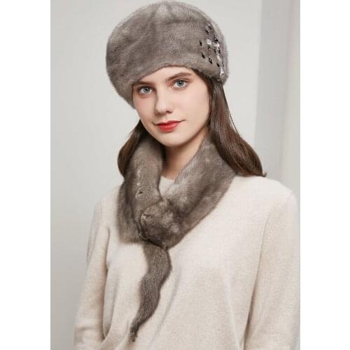 Natural mink fur beret luxury fashion winter ladies high quality real mink fur hat Russia warm new fur capDY-04