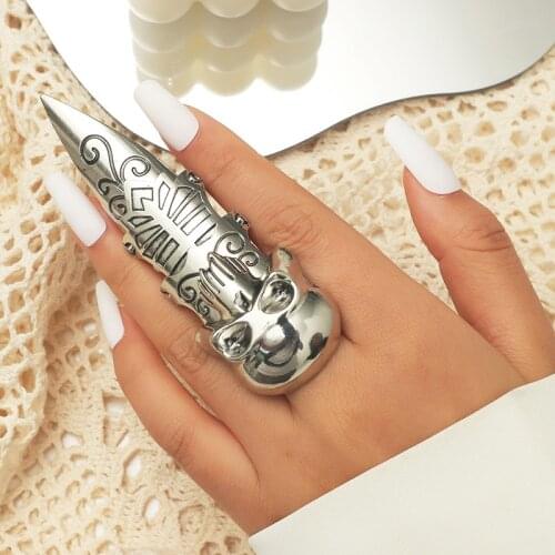 Novel Fashion Women Men Adjustable Ring Skeleton Skull Vintage Jewelry Stainless Steel Punk Rock Skeleton Ring For Male