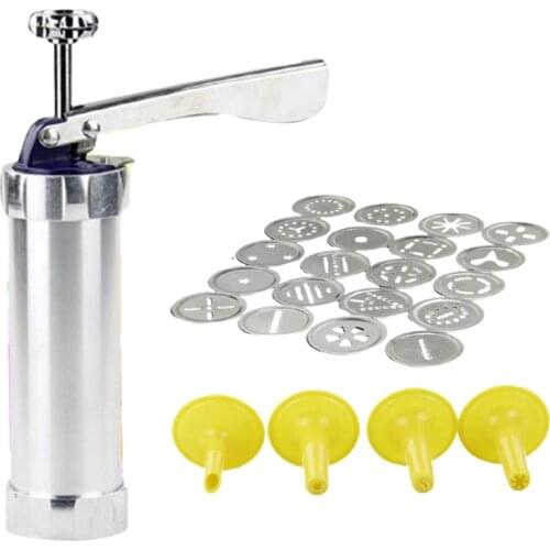 Newest Baking Tools Manual Biscuit Cookie Press Stamps Set Cake Decorating Tools Maker With 4 Nozzles 20 Cookie Molds