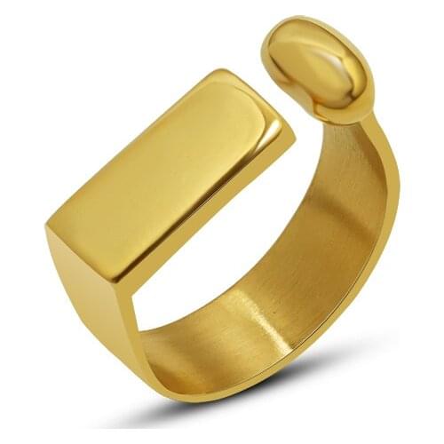 2021 New Opening Rings For Women Charm Metal Finger Ring Gold Color Stainless Steel Jewelry Geometric Bagues Pour Femme Gift