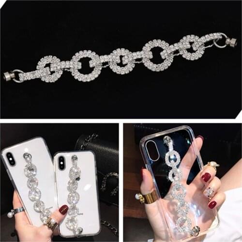 New hot sale rhinestone bracelet diy mobile phone case accessories claw chain full diamond mobile phone chain