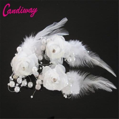 New Arrival White Bridal Pearl Crystal Rhiestone Hair Clip Bridesmaid Jewelry Pearl Diamante Hairpin Hairgrip Accessories