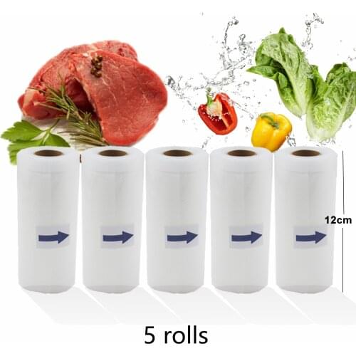 5 Rolls/Lot Kitchen Food Vacuum Bag Storage Bags Packers For Vacuum Sealer 12cm*500cm