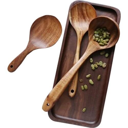 Teak tableware spoon colander long handle spoon wooden non-stick special spatula