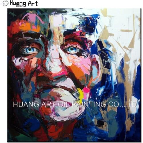 Drop Shipping Top Artist Pure Hand-painted High Quality Man Face Knife Oil Painting Art on Canvas Support Customize Big Size