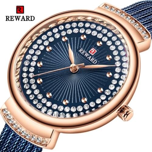 Reward Women Quartz Watch Ladies Top Brand Luxury Female Stainless Steel Mesh Wrist Watches Anti-Scratch Glass Wristwatches