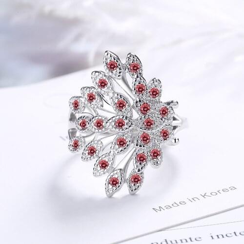 Luxury Design Hollow Out Peacock Adjustable Rings Jewelry Clear CZ Zircon Open Finger Rings Party Gifts