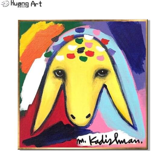 Hand-Painted Sheep Head Oil Painting for Living Room Decor Modern Animal Sheep Wall Painting M.Kadishman Famous Painting Artwork