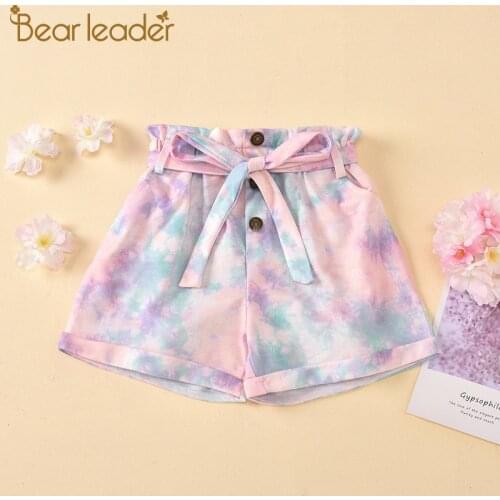 Bear Leader Kids Girls Shorts New Fashion Summer Baby Colorful Pants Girl Bowtie Sashes Shorts Children Clothes Lovely Suit 2-6Y