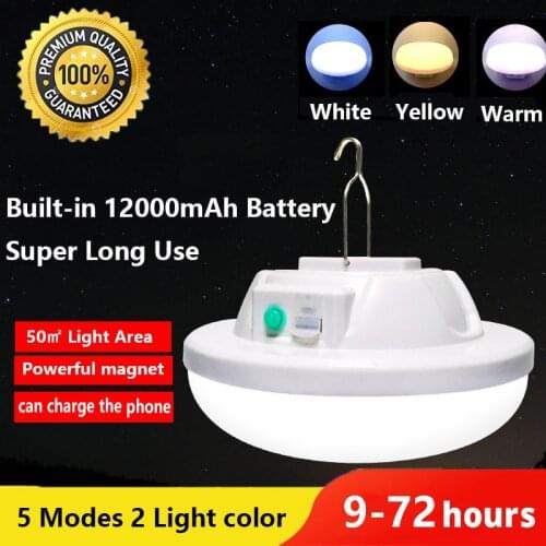 300W 12000mAh 50㎡Area LED Camping Light USB Portable Work Light Home Night Wall Lamp Garden Lantern Waterproof Outdoor Hike Fish