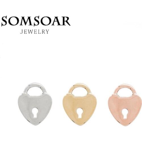 Somsoar Jewelry Heart Padlock Charm Keys fit Metal Bracelets Woven & Silicone and Pendant 10pcs/lot