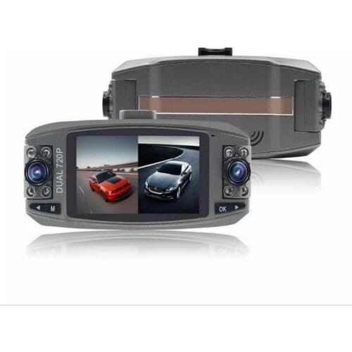 720P Dual Camera Lens Dash Cam with 2.7" LCD Dual Recording DVR Video Recorder & 8 IR Lights for Night Vision Parking Monitoring