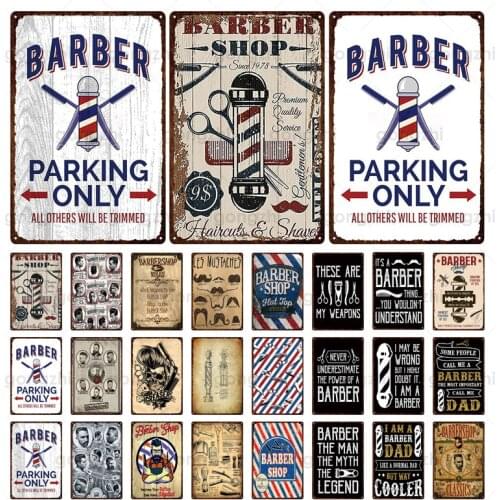 Vintage Barber Shop Metal Sign Wall Sticker Barber Billboard Home Decoration Club Shop Home Art Poster Tin Painting Wall Sticker