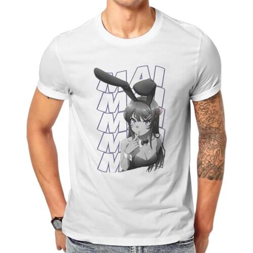 Mai Sakurajima Print Cotton Funny T Shirts Rascal Does Not Dream of Bunny Girl Senpai Aobuta Anime Men Fashion Streetwear