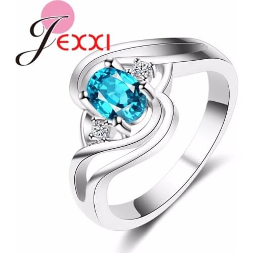 Women Classic Fashion Finger Rings 925 Sterling Silver Wedding Engagement Accessorice Crystal Rings bijoux Gifts Jewelry