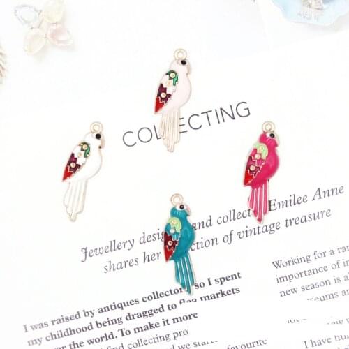 10pcs/Lot Parrot Diy Handmade Oil Enamel Charms Design for Jewelry Making Earring Bracelet or Necklace