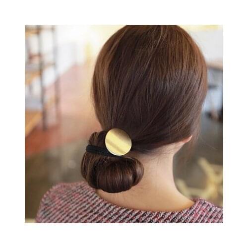 2017 Fashion Simple Personality Alloy Round Circle Hair Band Cuff Wrap For Ponytail Holder Elastic Punk Metal Ornaments Ties