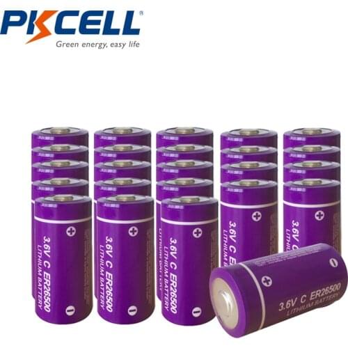 24pcs PKCELL ER26500M ER26500 26500 3.6V C Size Lithium Battery 9000mAh Li-SOCl2 Batteries Superior LR14 R14P C SIZE battery