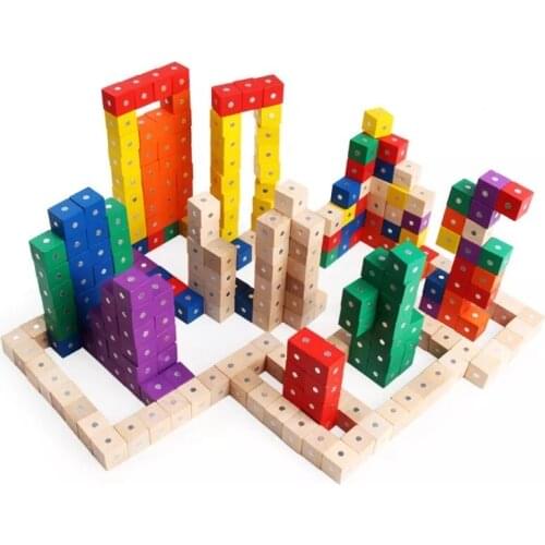 3pcs 2cm Wood Block Magnetic Cube Children 3D DIY Magnetic Building Blocks For Kids Educational Math Toys Model Christmas Gift