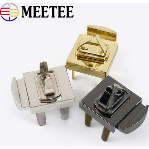 Meetee 4/10Pcs 24X24mm Bag Concealed Button Lock Clasp Metal Handbag Pushed Lock Snap Buckle Hook Replacement Closure Accessory