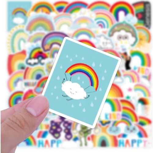 50pcs Cute Rainbow Stickers Aesthetic Decal Stickers Suitcase Laptop Car Truck Waterproof Car Sticker Girls Toys