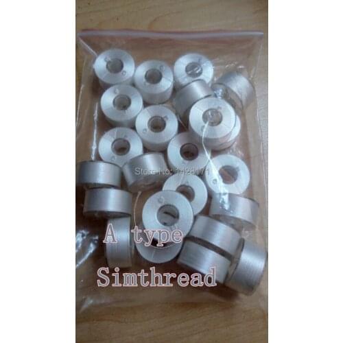 50pcs Simthread white 75D/2 polyester filament classic 15 A type plastic side bobbin thread with free shipping